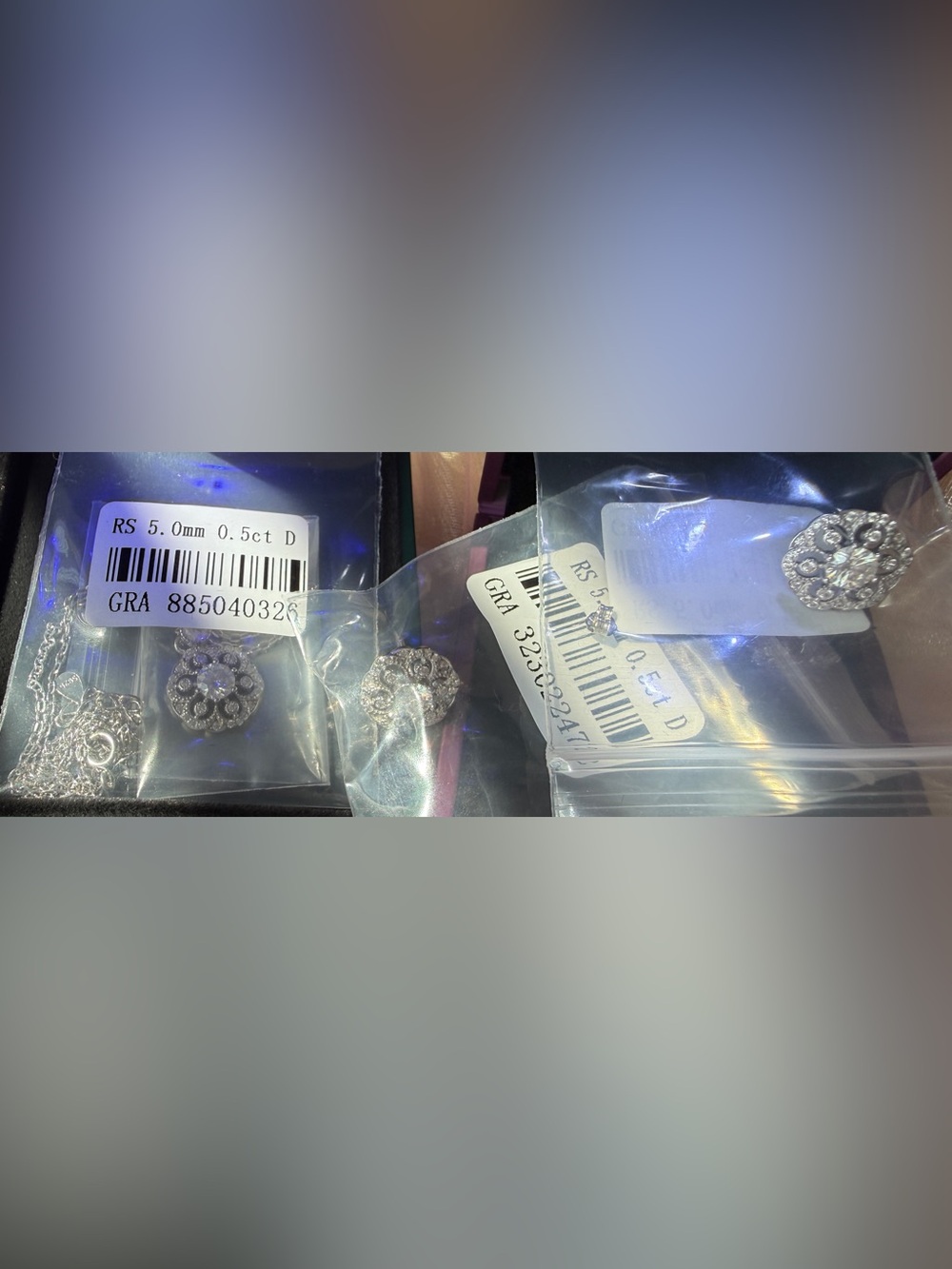 Moissanite Encrusted 3 piece 1.5 ctw Necklace and Earrings Set GRA NEW